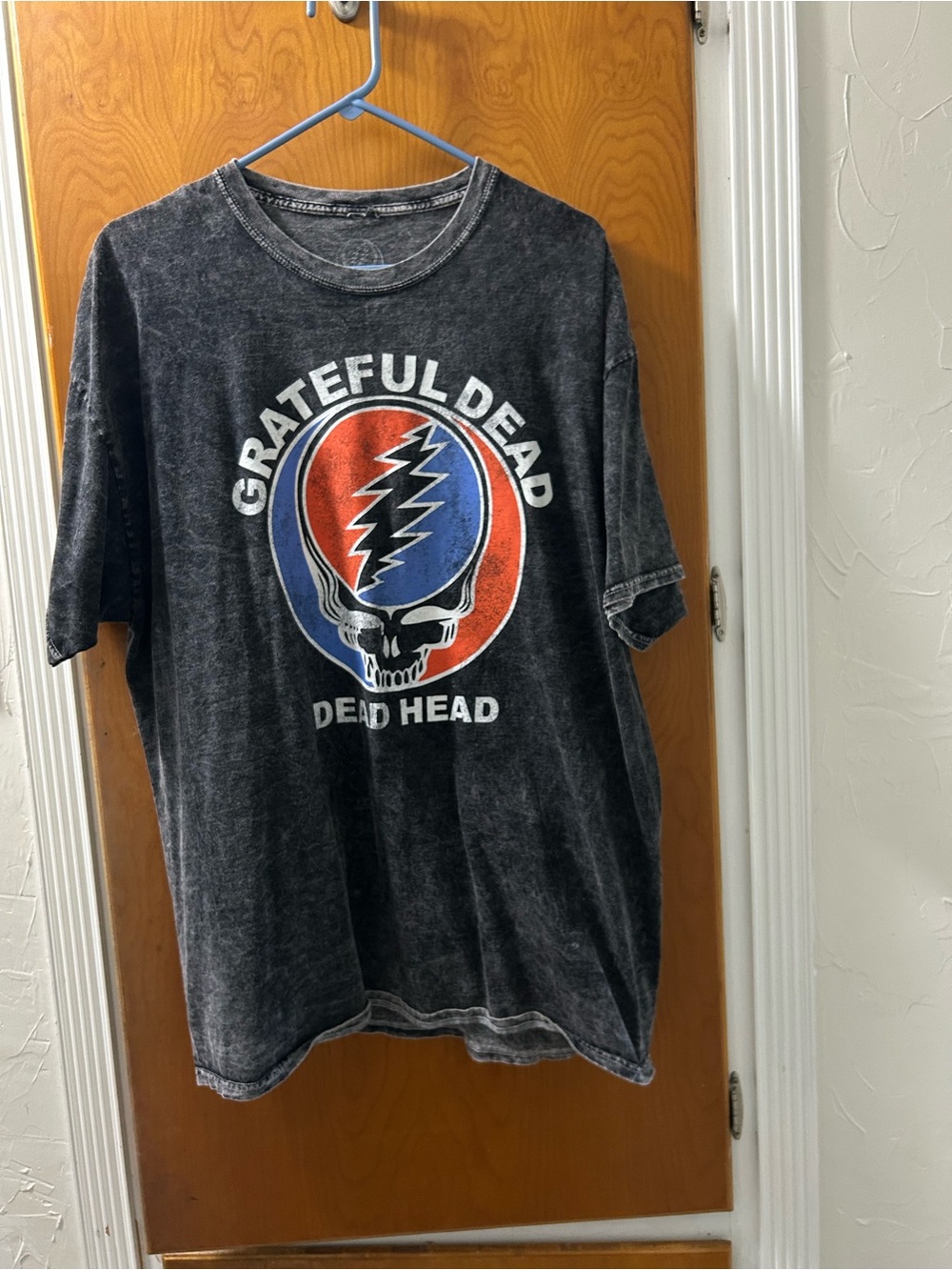 Grateful Dead Black Tee with Red & Blue Steal Your Face Graphic